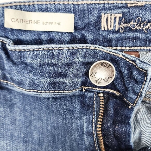 Kut From The‎ Kloth Jean Catherine Boyfriend KFTK Blue Denim Women's Size 8 READ - Picture 10 of 11